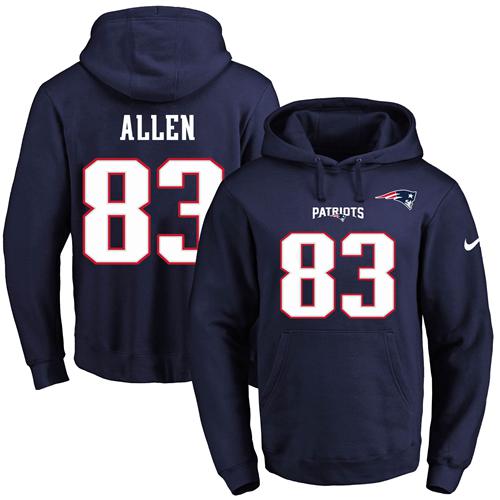 Nike Patriots #83 Dwayne Allen Navy Blue Name & Number Pullover NFL Hoodie